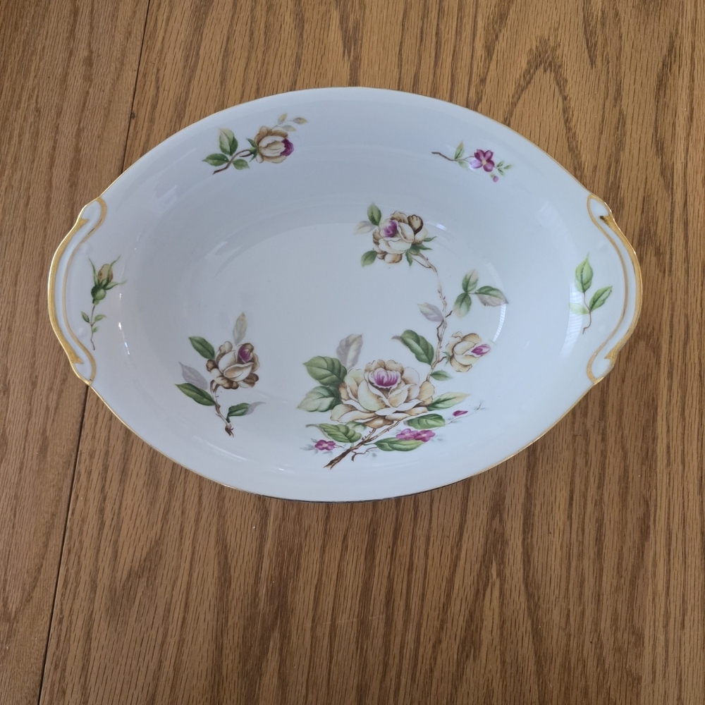 Lynmore Oval Serving Bowl "Golden Rose" Pattern Discountinued Vintage